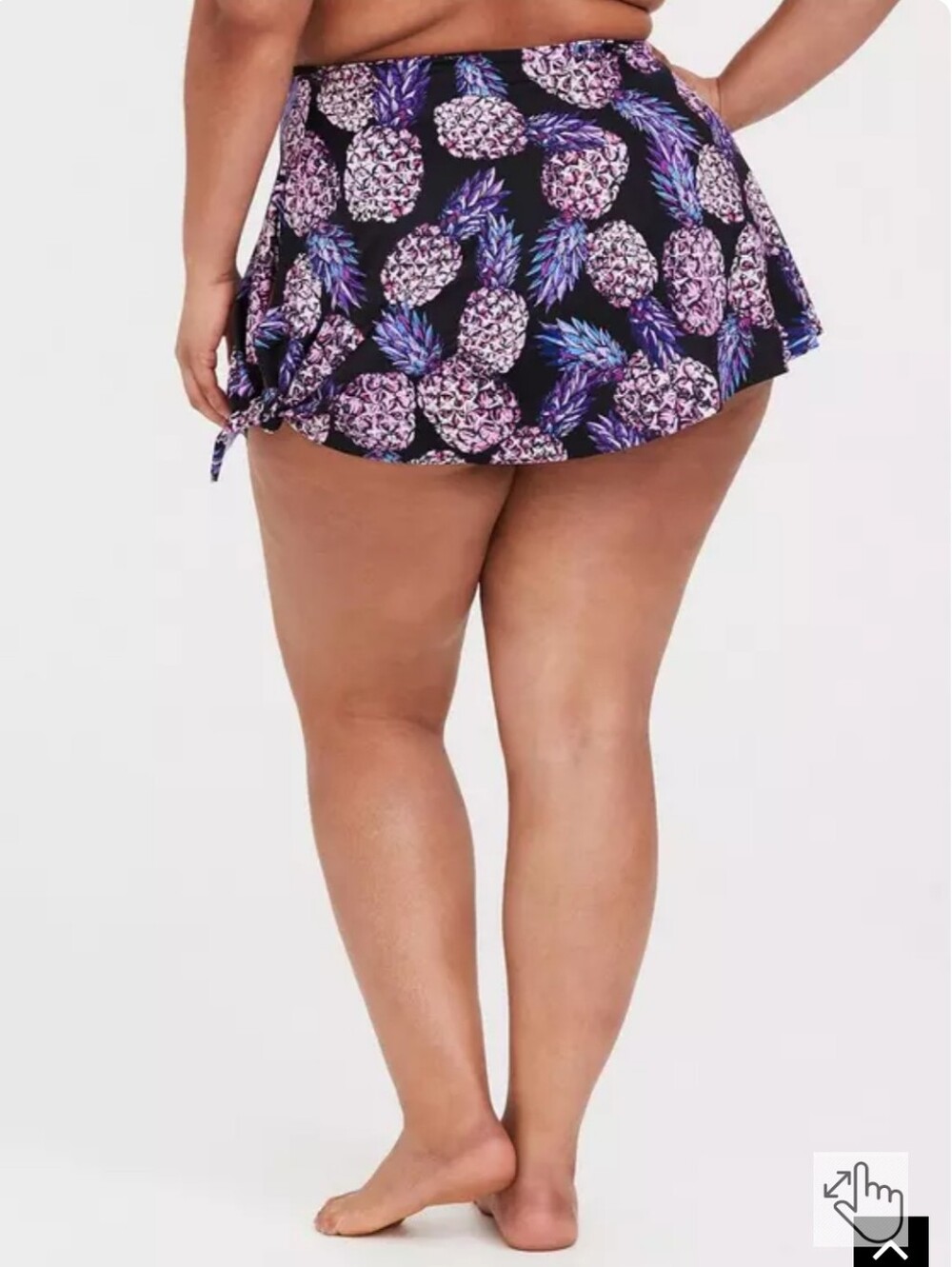 Torrid 3X Black High Rise Side Tie Swim Skirt w/ Brief 22/24 Pineapple Print